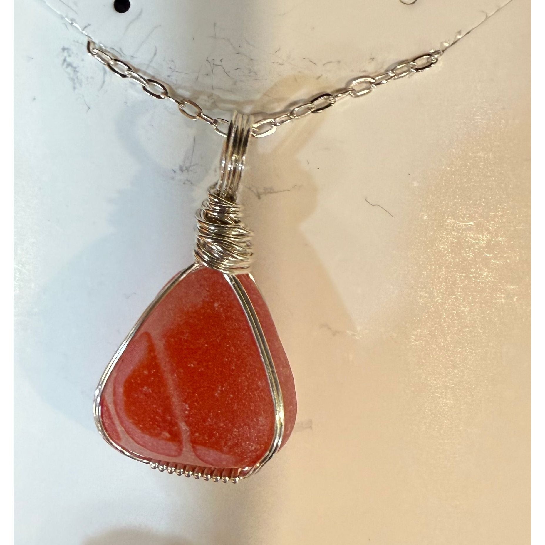 Sea Glass Necklace Local Artisan - Zinnias Gift Boutique