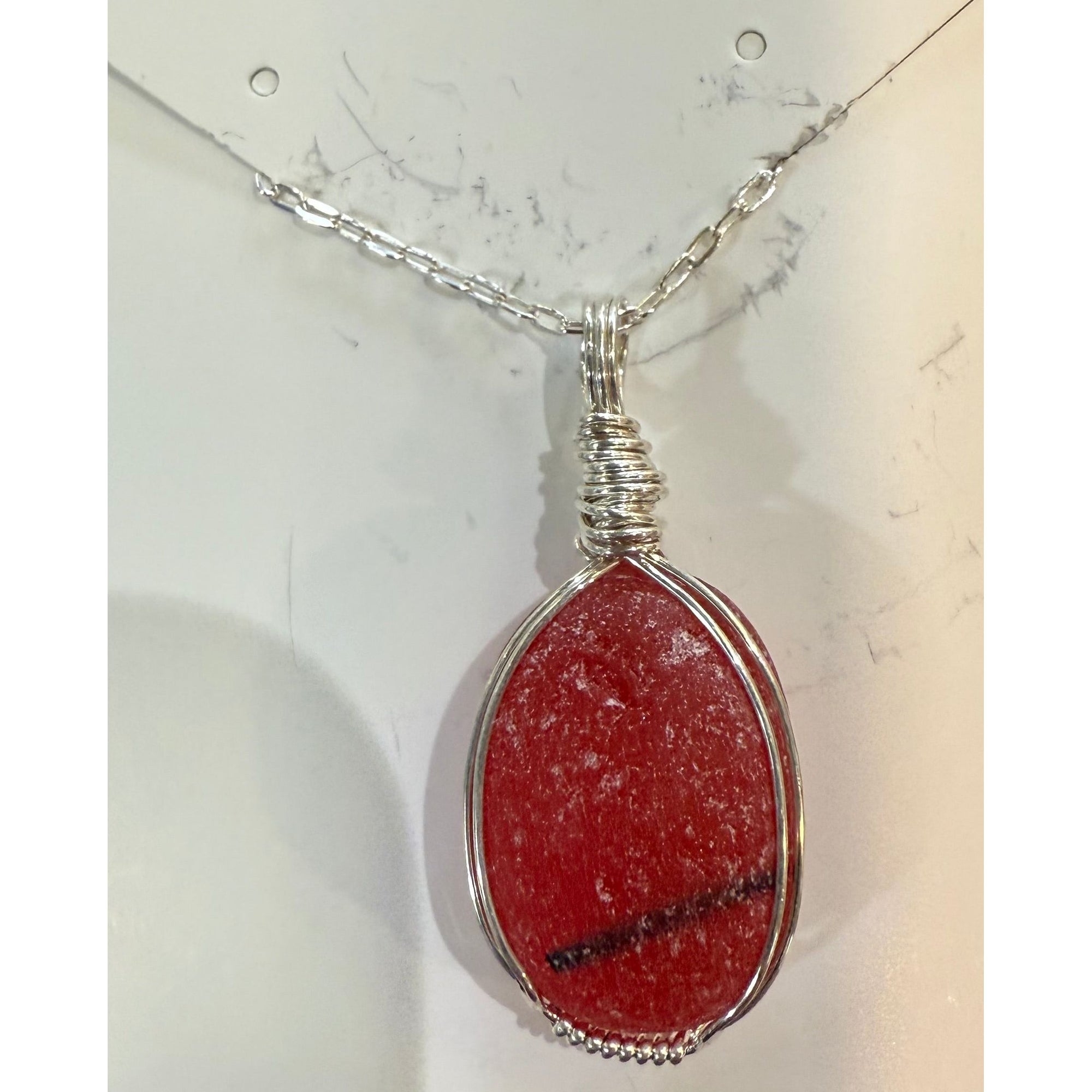 Sea Glass Necklace Local Artisan - Zinnias Gift Boutique