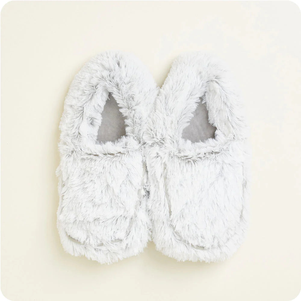 Gray Warmies Marshmallow slippers by Warmies featuring soft plush material and cozy interior for comfort and warmth.