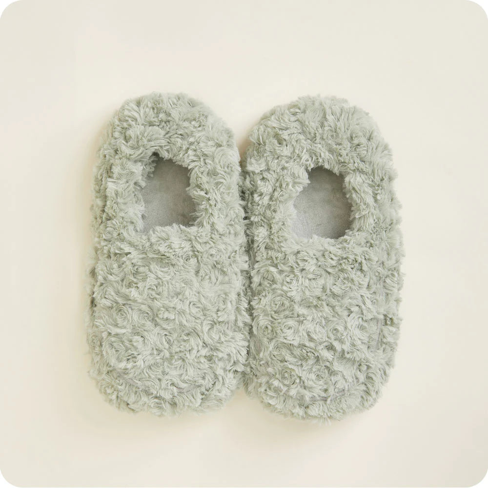 Gray Warmies Slippers from Warmies, plush and cozy with a marshmallow design, ideal for keeping feet warm and comfortable.