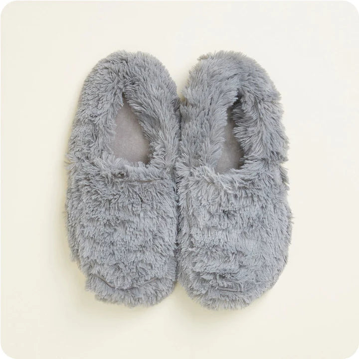 Warmies Slippers in gray, cozy Warmie marshmallow design with plush fabric and comfortable fit for relaxed indoor wear.