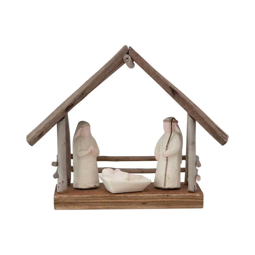 Driftwood Nativity with creche - Zinnias Gift Boutique