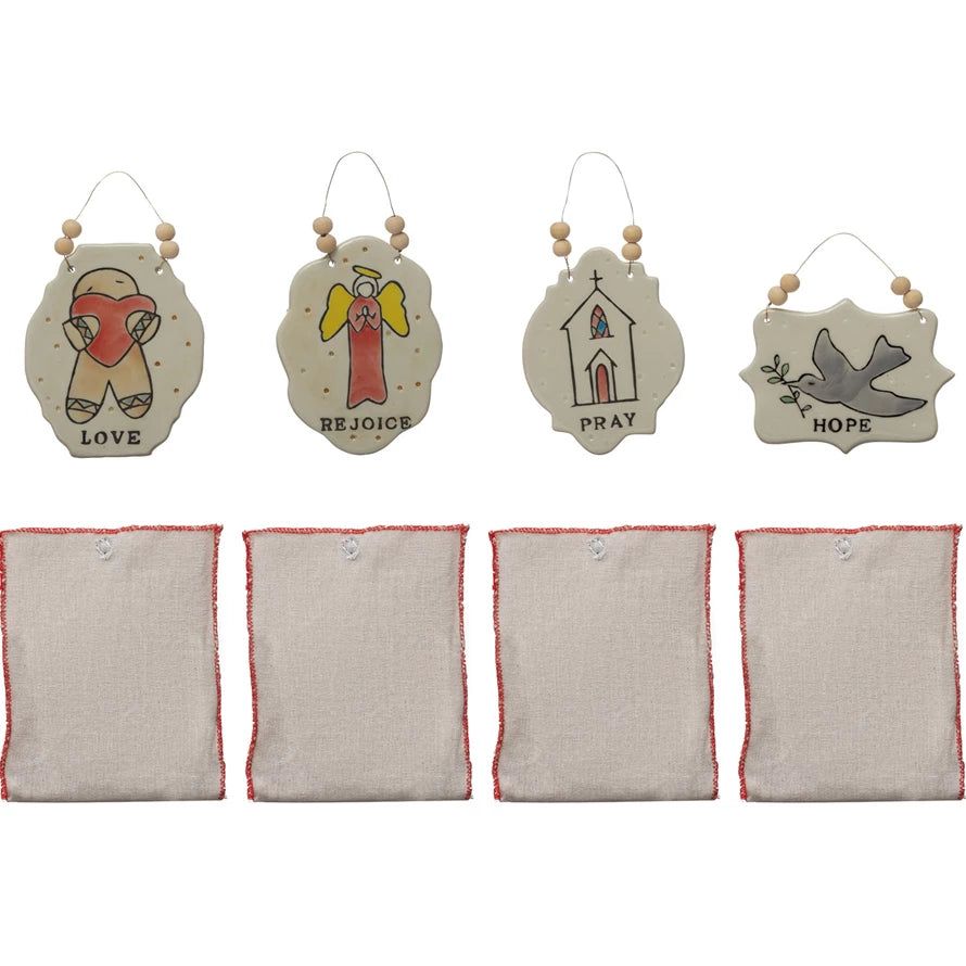 Handmade Stoneware & Metal Ornament - Zinnias Gift Boutique