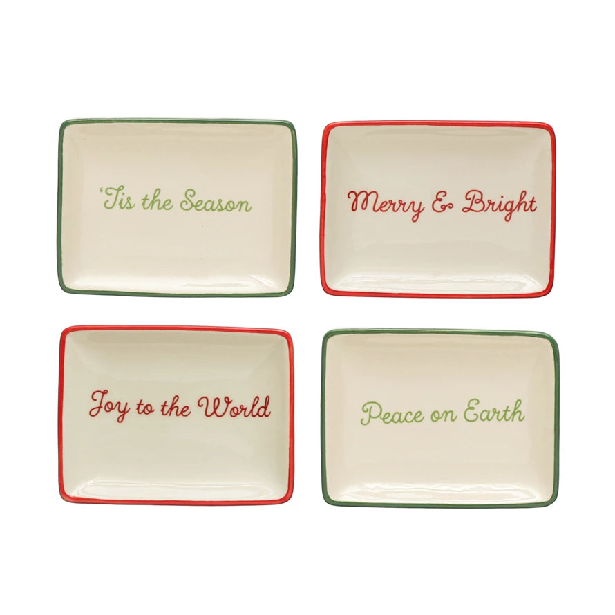 Stoneware Dish w/Holiday Words - Zinnias Gift Boutique