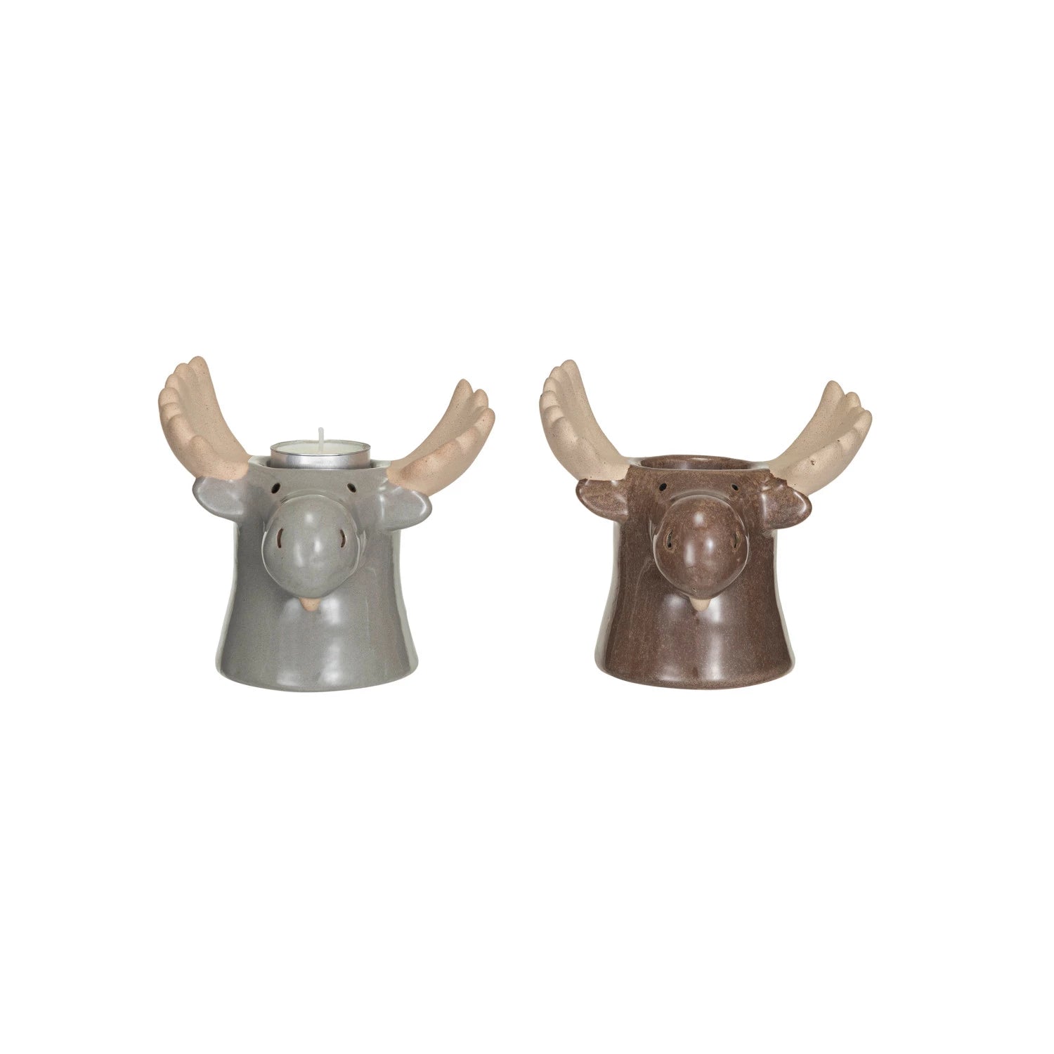 Stoneware Moose Tealight Holder, Reactive Glaze - Zinnias Gift Boutique