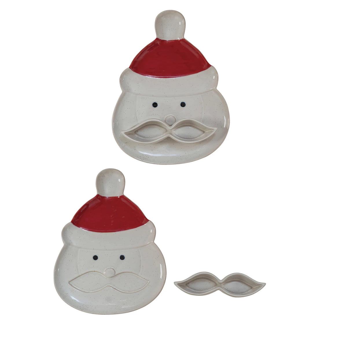 Santa Head Shaped Platter w/ Mustache Dish