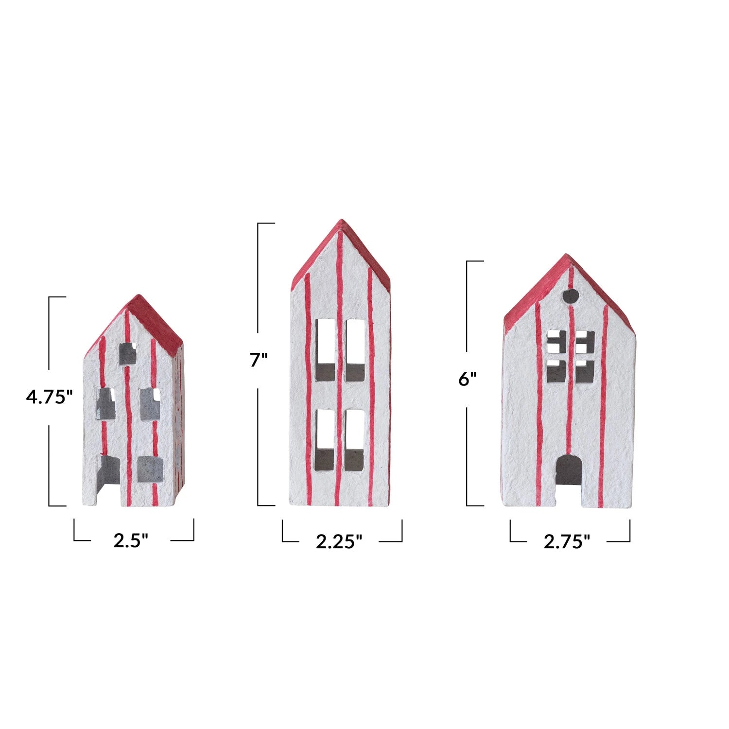 Hand-Painted Paper Mache Houses - Zinnias Gift Boutique