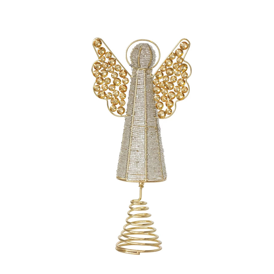 Metal & Glass Beaded Angel Tree Topper - Zinnias Gift Boutique