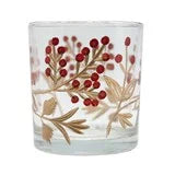 Hand-Painted Tealight/Votive Holder w/Berry Design - Zinnias Gift Boutique