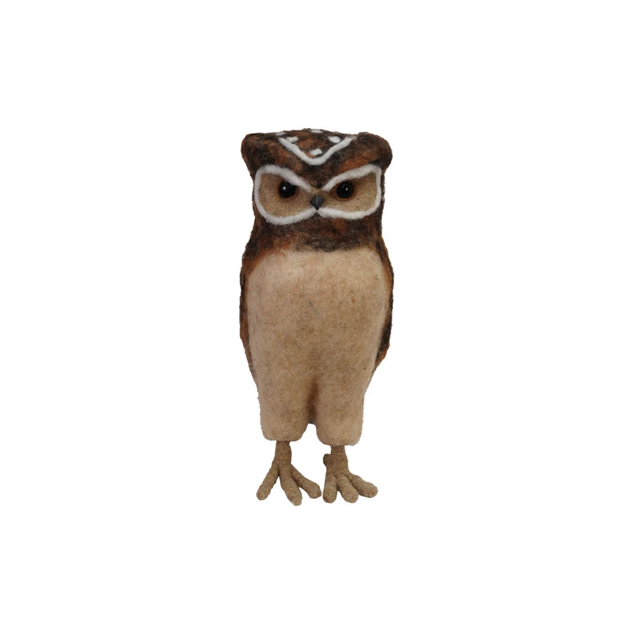 Handmade Wool Felt Burrowing Owl - Zinnias Gift Boutique