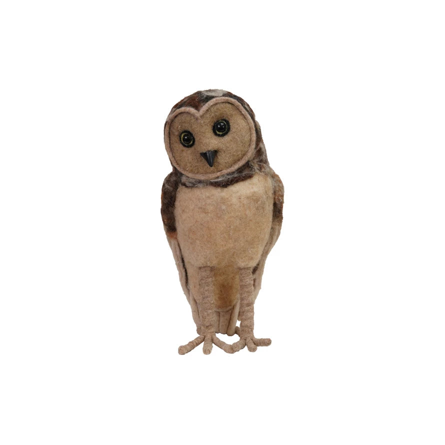 Handmade Wool Felt Barn Owl - Zinnias Gift Boutique