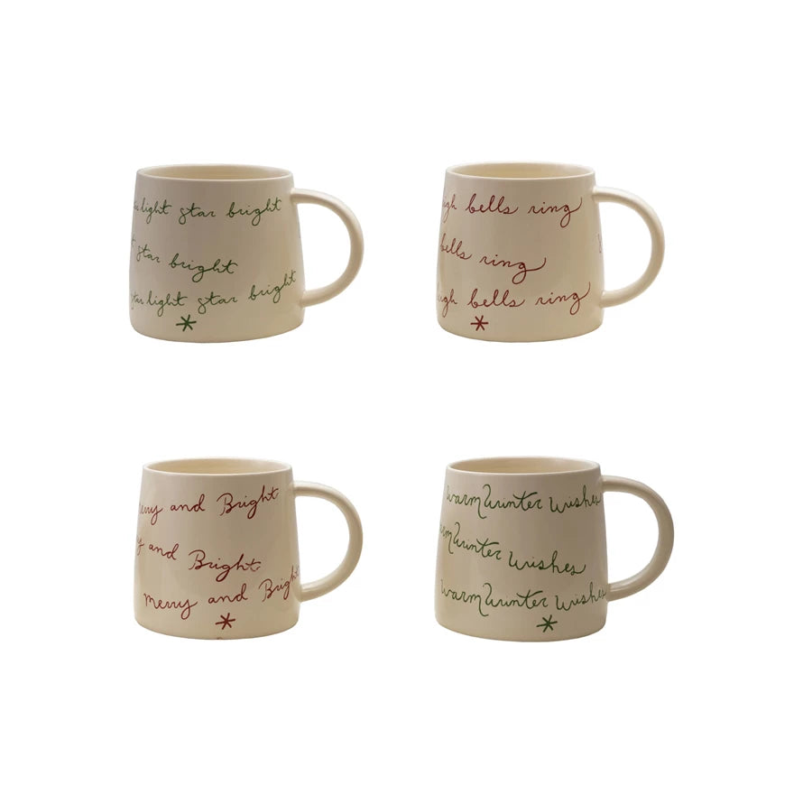 Stoneware Mug with Holiday Saying - Zinnias Gift Boutique