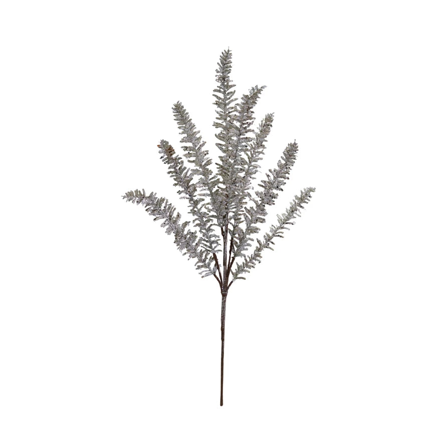 26"H Faux Pine Stem w/Glitter - Zinnias Gift Boutique