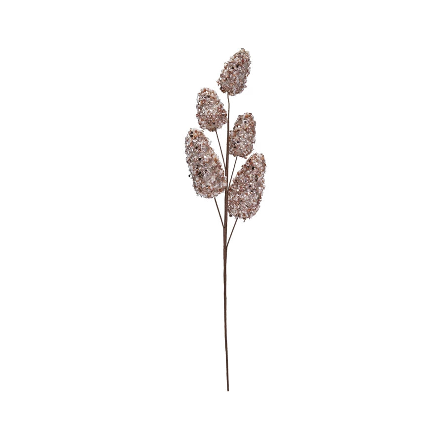 Pinecone Stem w/Faux Pearls, Ice Finish, - Zinnias Gift Boutique