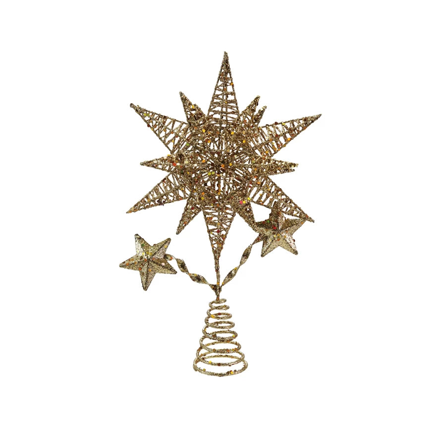 Star Tree Topper, Gold Glitter Finish - Zinnias Gift Boutique