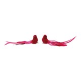 Feather & Corduroy Bird Clip-on Ornament, Red - Zinnias Gift Boutique