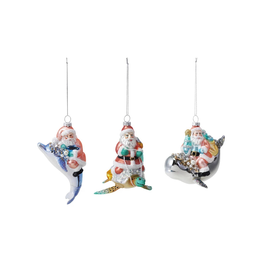 Santa Riding Sea Life Ornament - Zinnias Gift Boutique