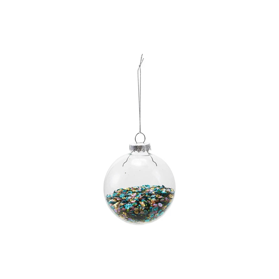 Ball Ornament w/Sequins - Zinnias Gift Boutique