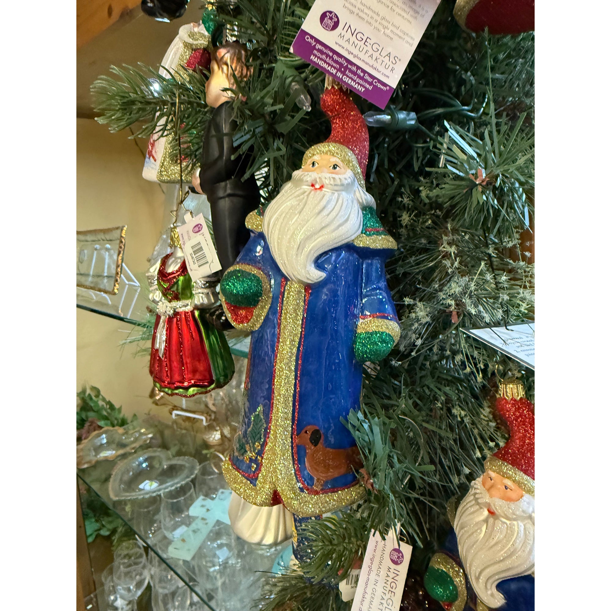 Hand Crafted Painted Glitterazzi Santa - Zinnias Gift Boutique
