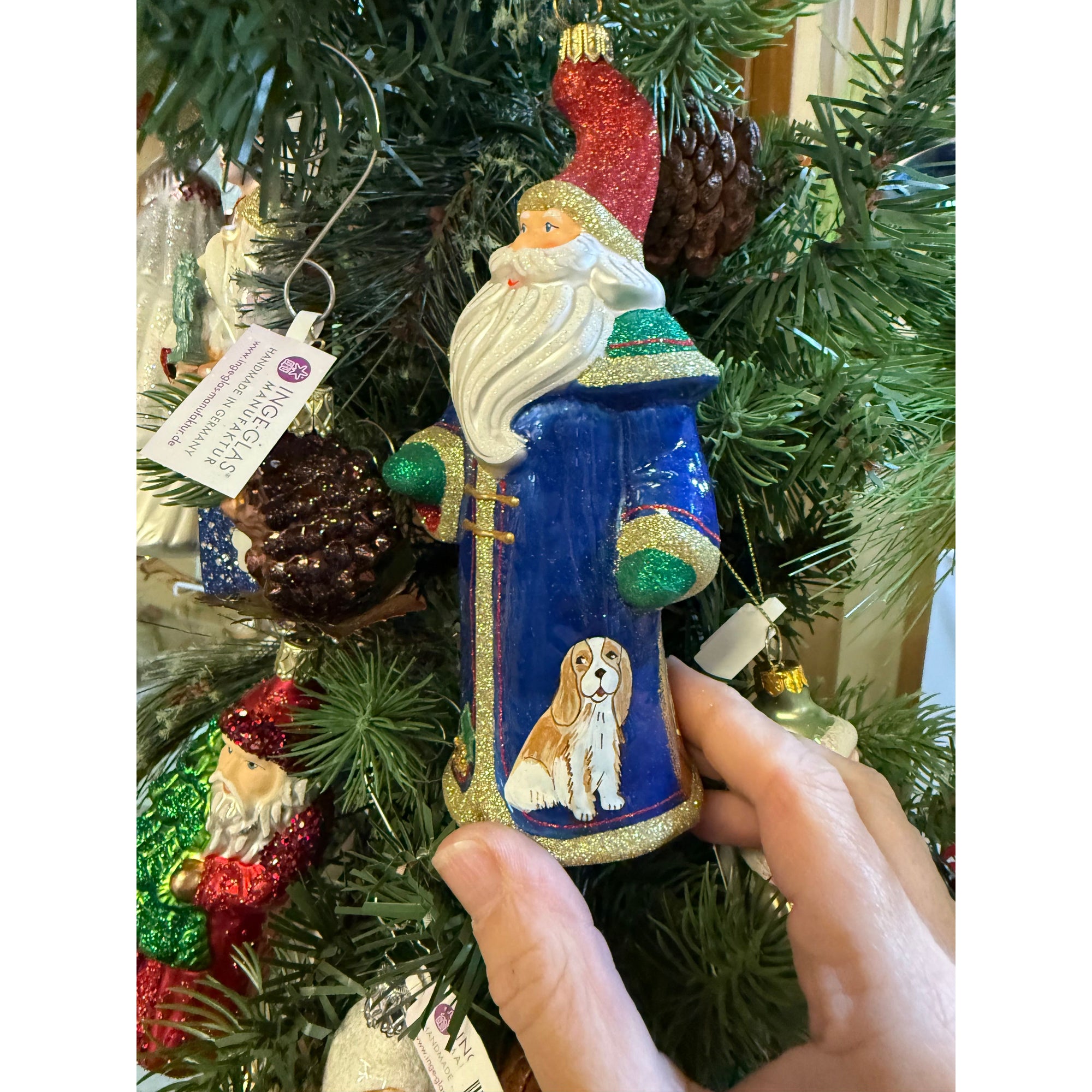 Hand Crafted Painted Glitterazzi Santa - Zinnias Gift Boutique