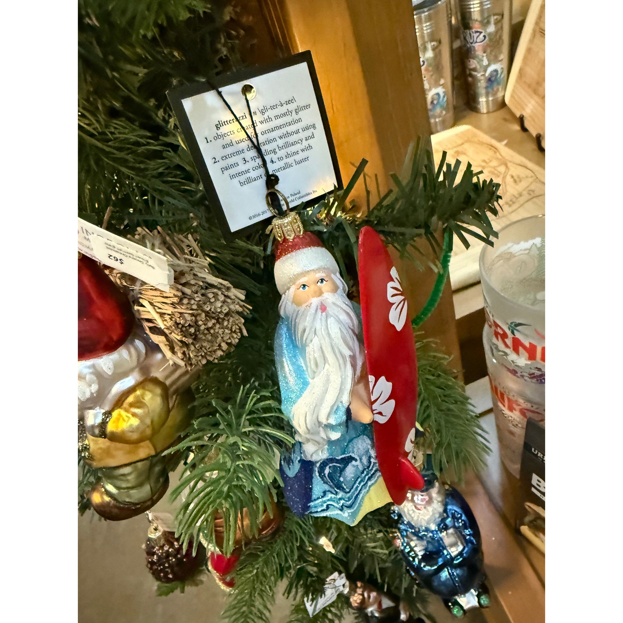 Hand Crafted Painted Glitterazzi Santa - Zinnias Gift Boutique