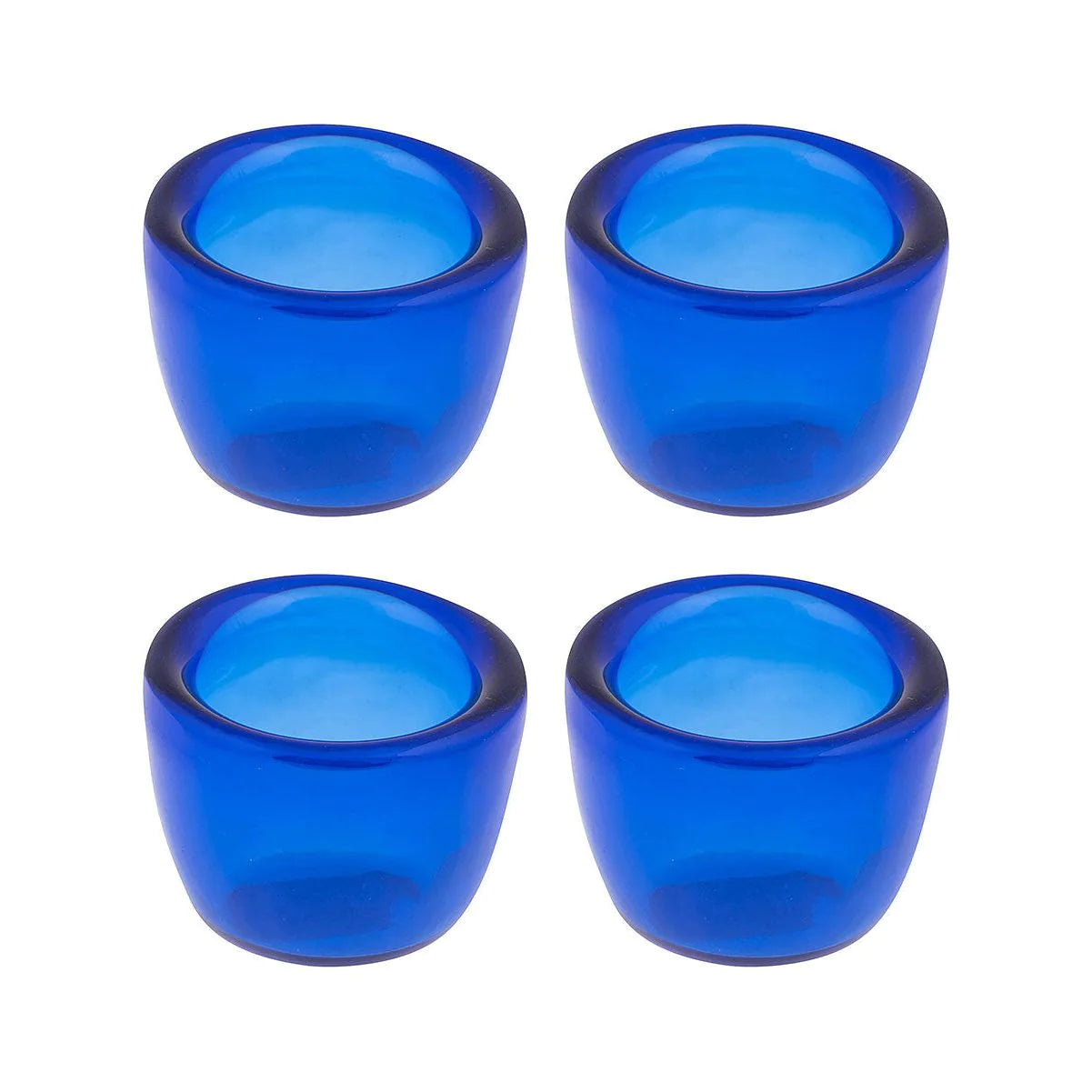 L Gray Blue Handblown Glass V - Zinnias Gift Boutique