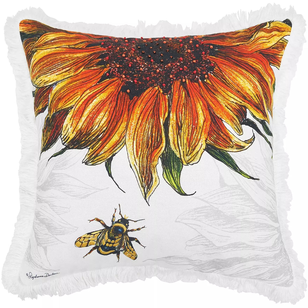Botanical Sunflower Pillow - Zinnias Gift Boutique