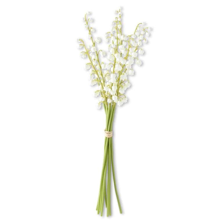 17 Inch White Real Touch Lily of The Valley Bundle (9 Stems) - Zinnias Gift Boutique