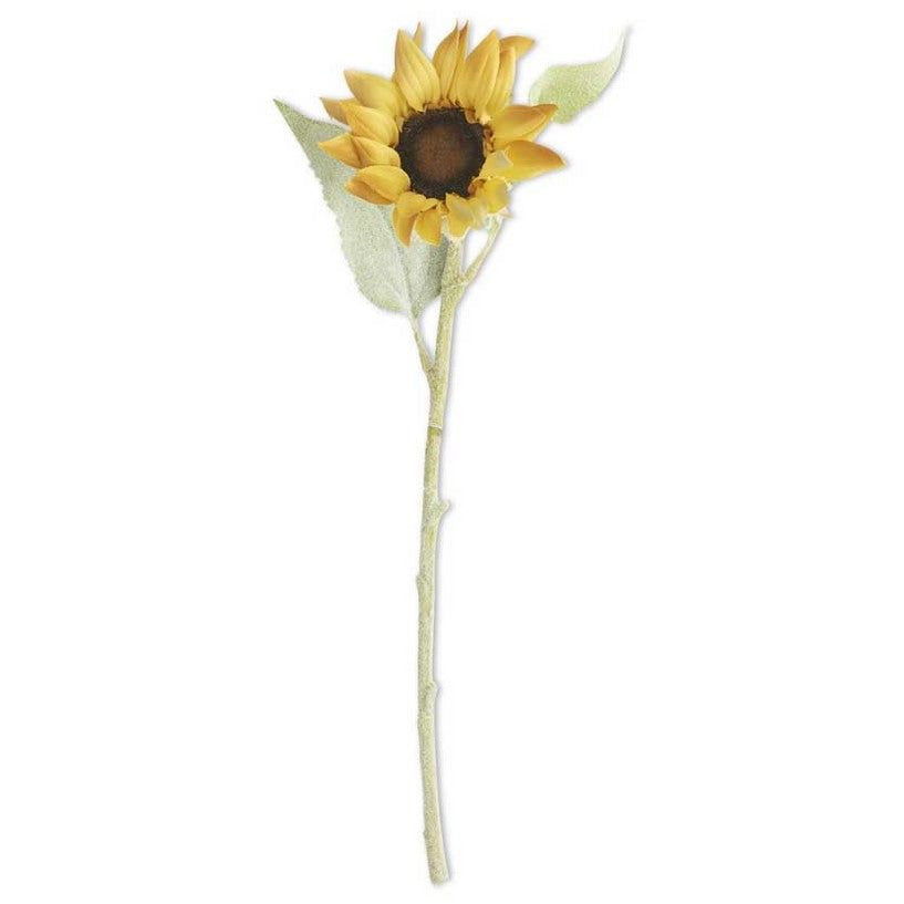 18 Inch Yellow 2 Tone Bloom &amp; Blossom Sunflower w/ Flocked Stem - Zinnias Gift Boutique
