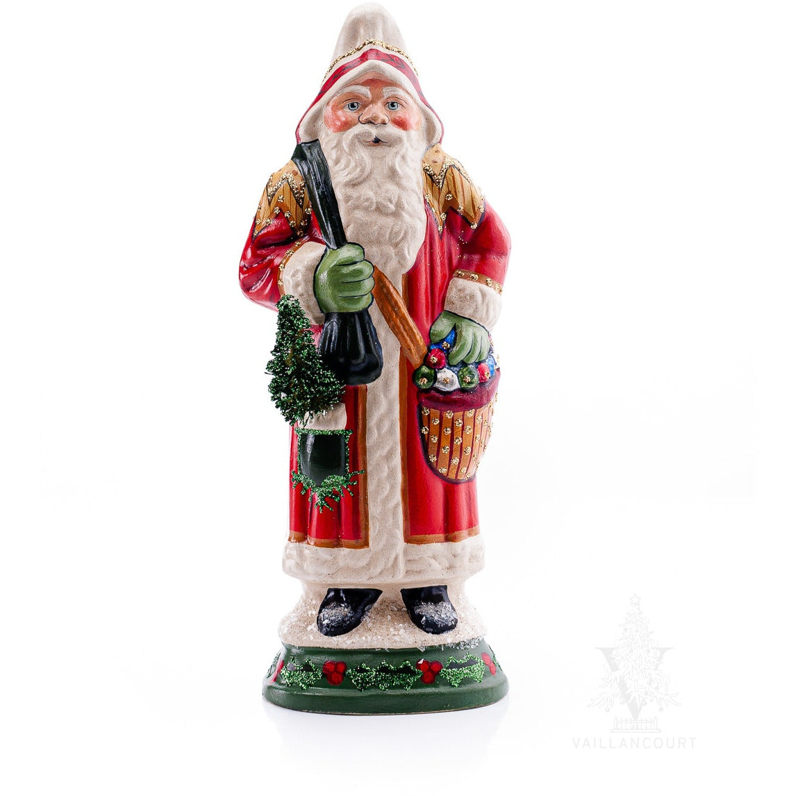 Ornate European Father Christmas with Sack and Tree - Zinnias Gift Boutique