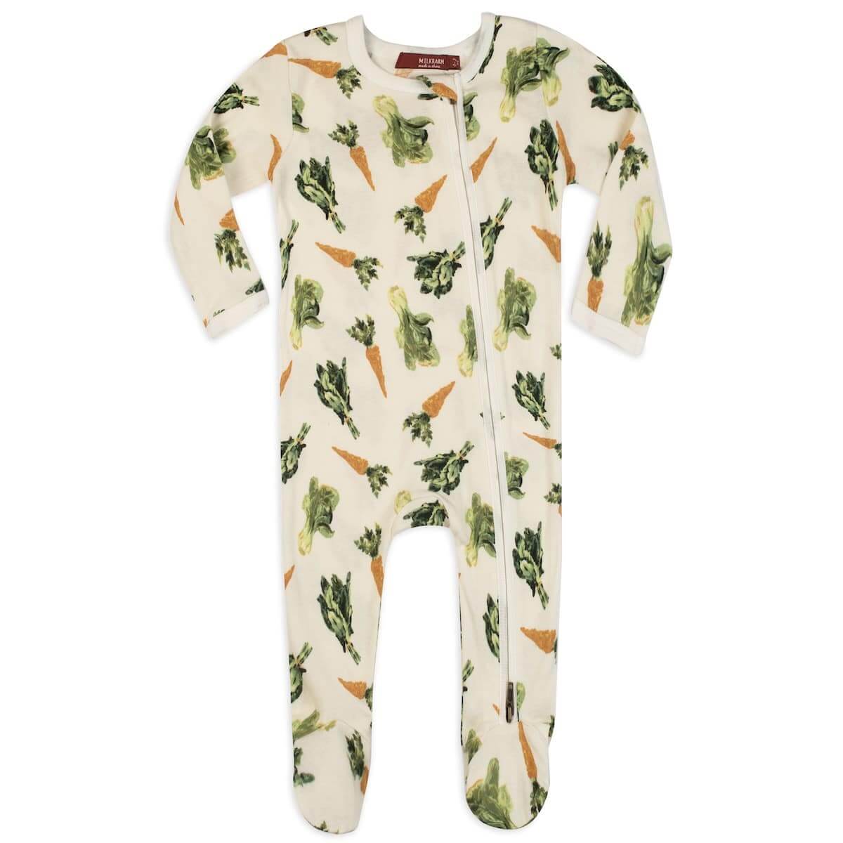 Organic Zipper Footed Romper Fresh Veggies - Zinnias Gift Boutique