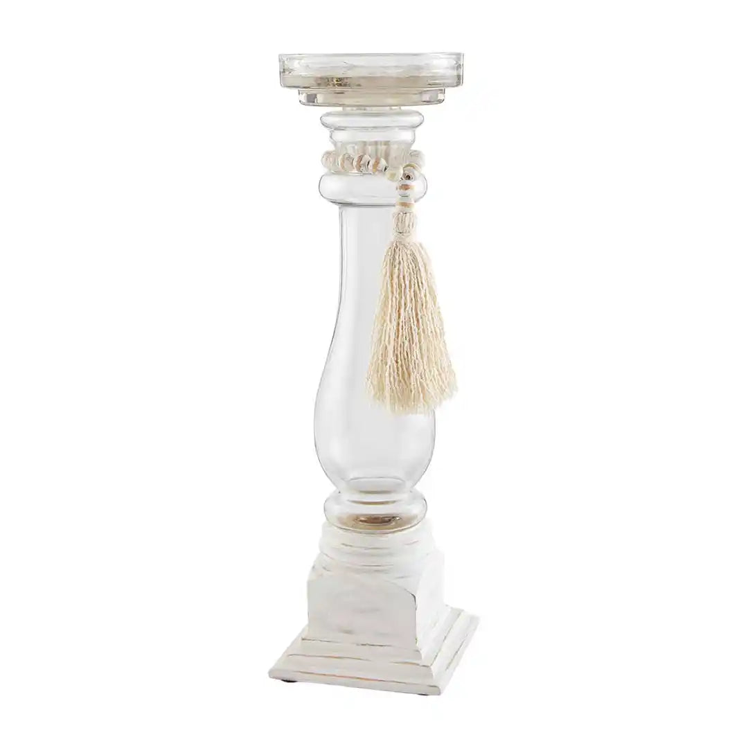 Glass Wood Bead Candlestick - Zinnias Gift Boutique