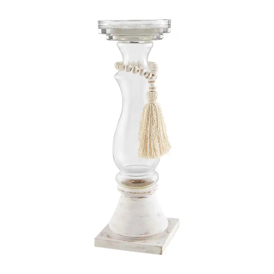 Glass Wood Bead Candlestick - Zinnias Gift Boutique