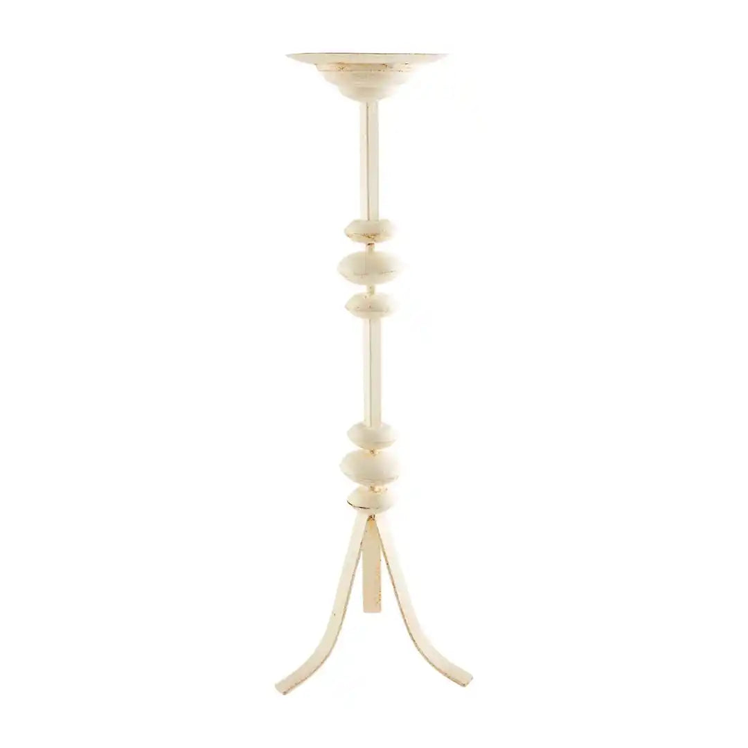 White Distress Candlestick Large - Zinnias Gift Boutique