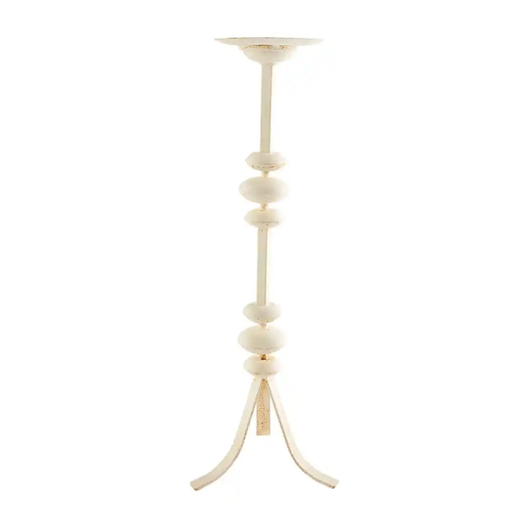 Med White Distress Candlestick Med - Zinnias Gift Boutique