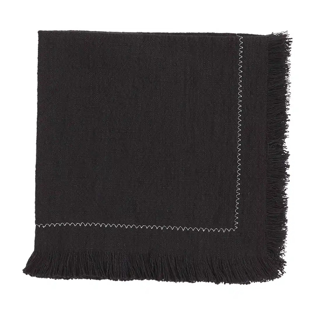 Black Cotton Napkin With ENB - Zinnias Gift Boutique