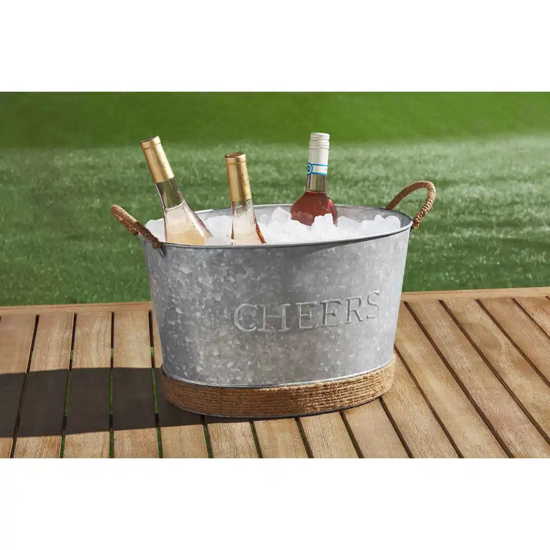 Cheers Tin And Jute Party Tub - Zinnias Gift Boutique