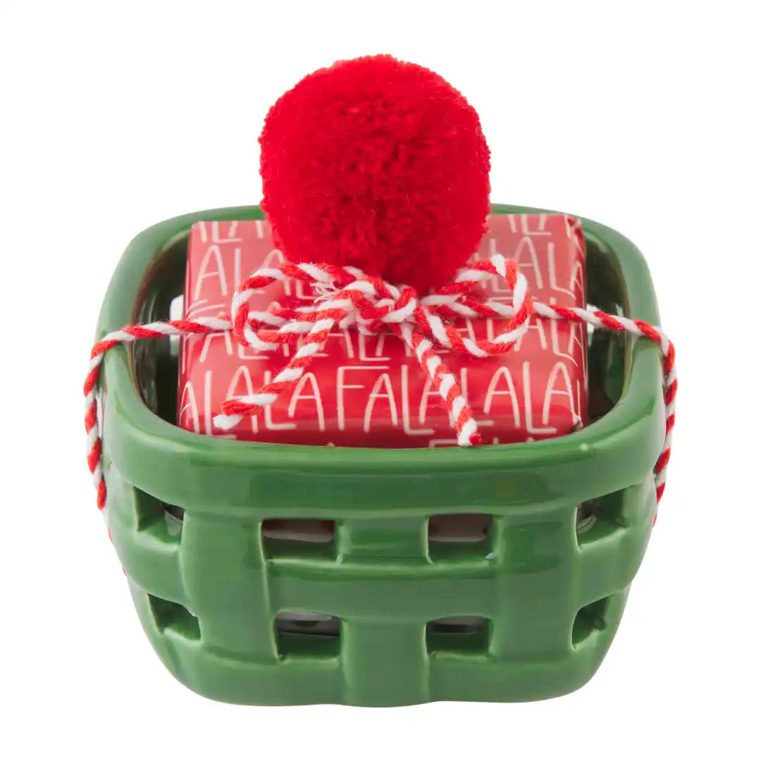 Green Xmas Soap in Basket - Zinnias Gift Boutique