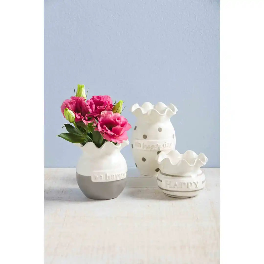 Happy Ruffle Vase Med - Zinnias Gift Boutique