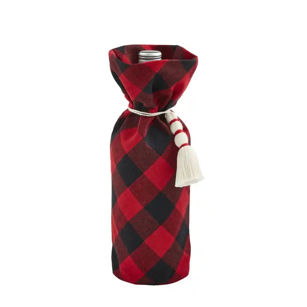 Red Check Christmas Wine Bag - Zinnias Gift Boutique