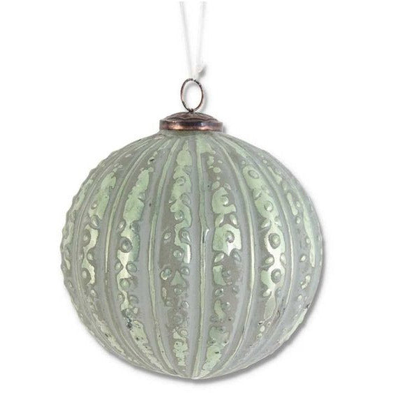 Distressed Green Glass Embossed - Zinnias Gift Boutique