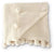64 Inch Cream Moss Stitch Knit Throw w Pompom Trim - Zinnias Gift Boutique