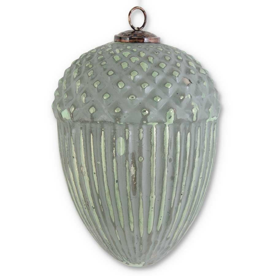 Distressed Green Glass Embossed - Zinnias Gift Boutique