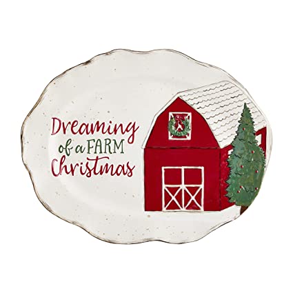 Barn Christmas Platter - Zinnias Gift Boutique