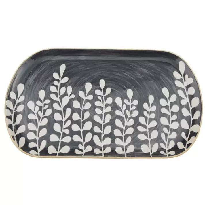 Blue Leaf Platter - Zinnias Gift Boutique