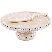 Beaded Wood Cake Stand Set - Zinnias Gift Boutique