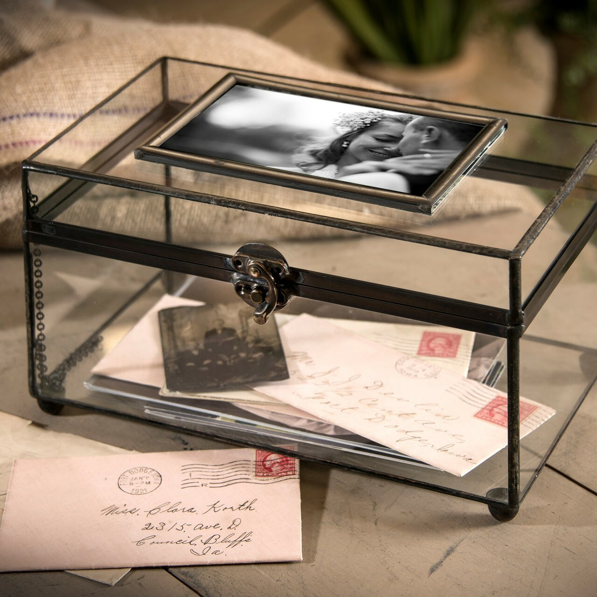 Large Glass Box Photo Display Case Keepsake Memory - Zinnias Gift Boutique