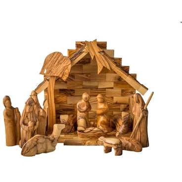 Olive Wood Nativity 6&quot;x7&quot;x5&quot; - Zinnias Gift Boutique