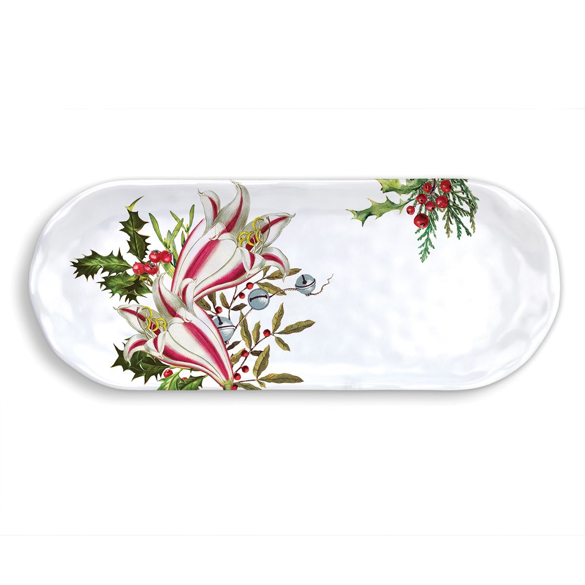 Christmas Bouquet Melamine Serveware Accent Tray - Zinnias Gift Boutique