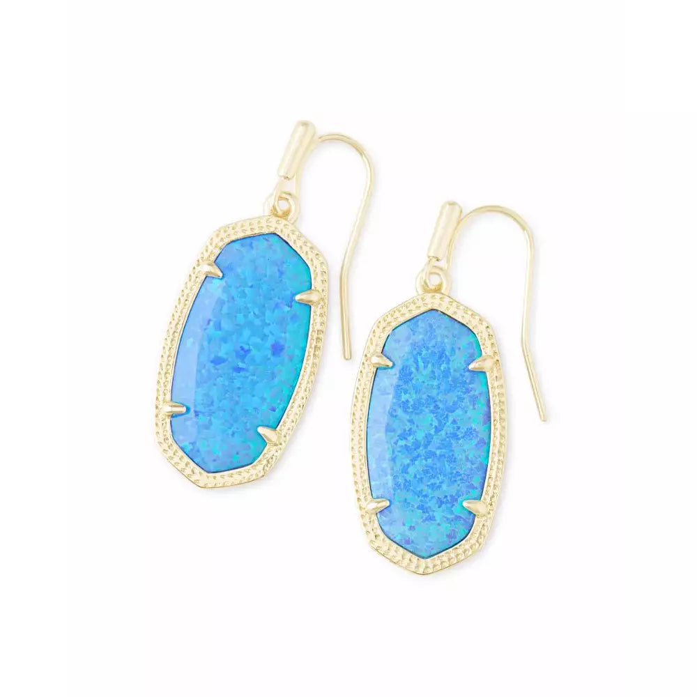 Dani Gold Drop Earrings in Ocean Kyocera Opal - Zinnias Gift Boutique